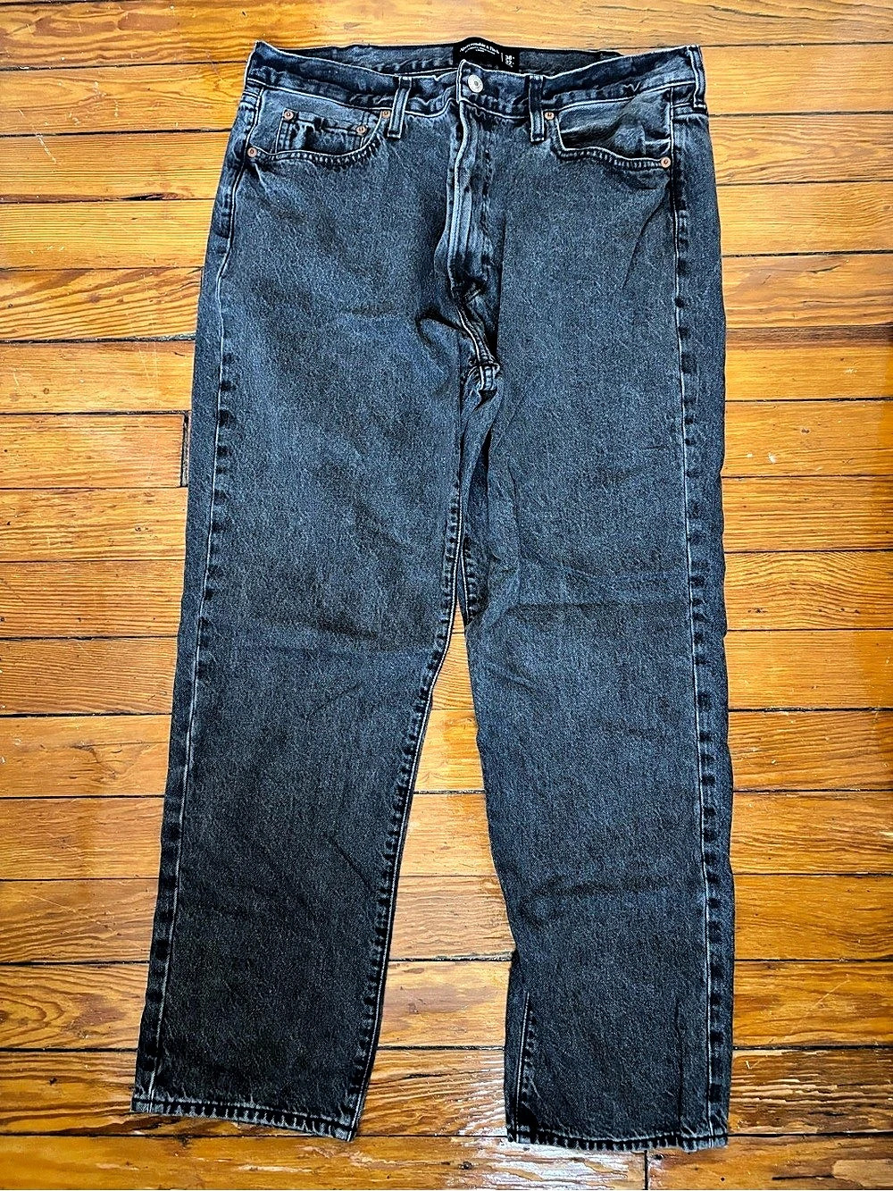 Abercrombie & Fitch Authentic Rigid Denim Loose Jeans Waist 38 Black